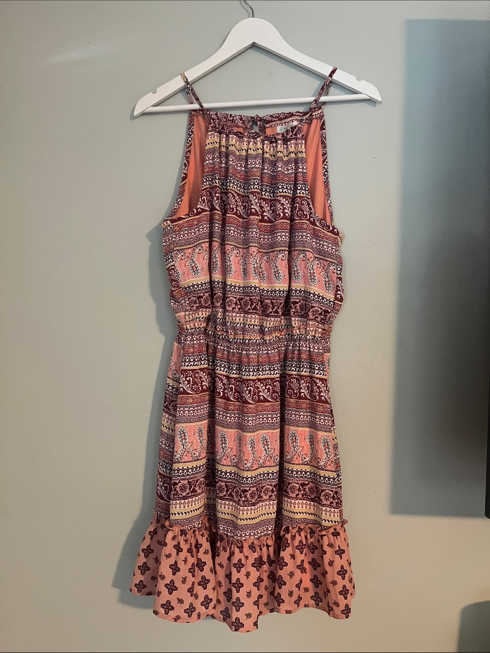 love, Fire Pink Paisley & Geometric Midi Dress